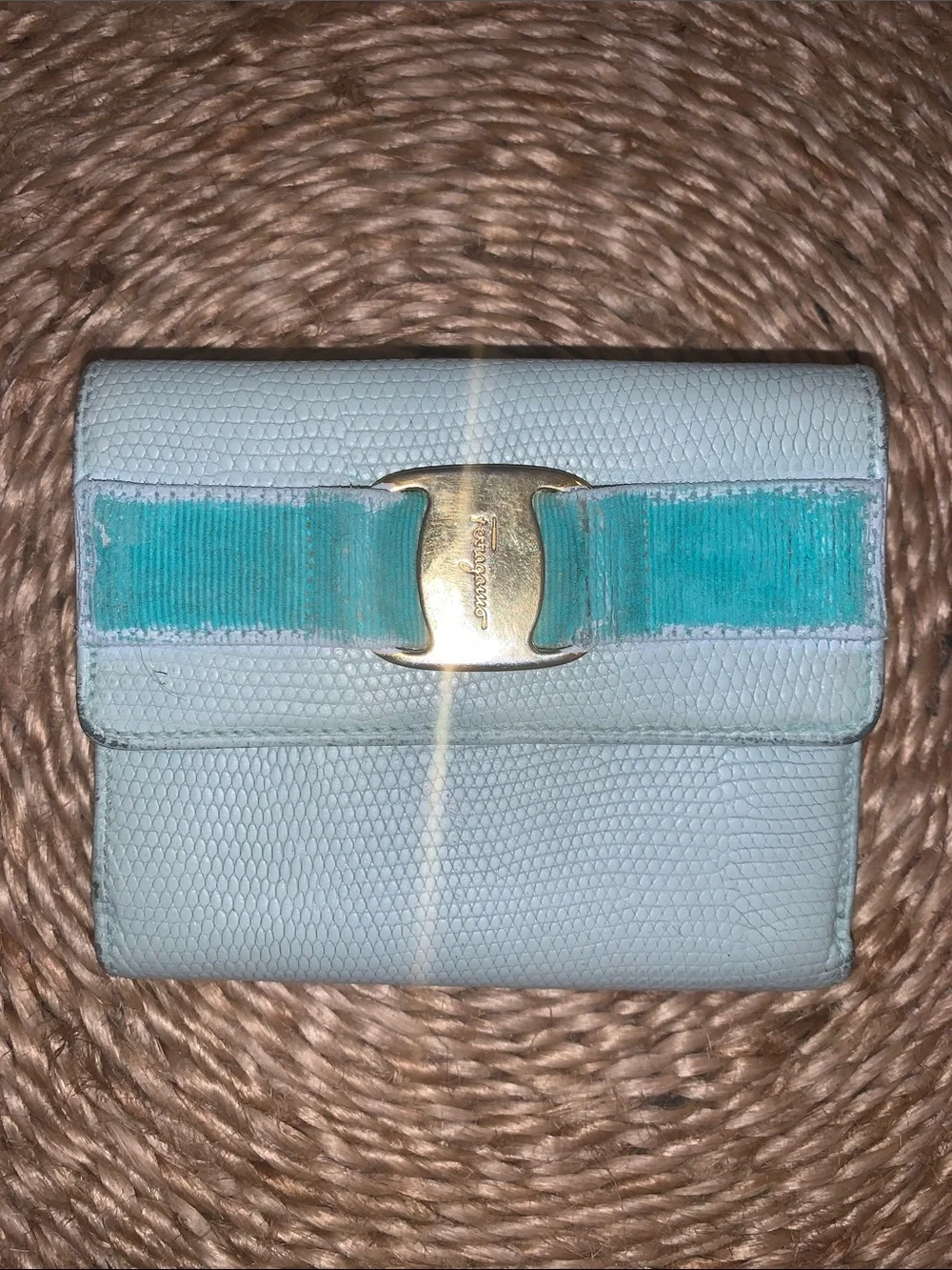 Salvatore Ferragamo light blue wallet